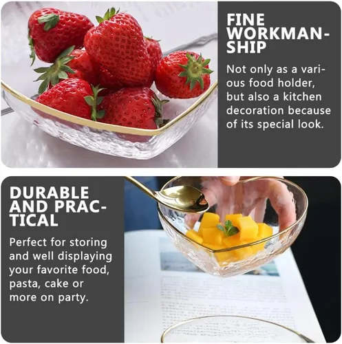 Vista 9 de 2 cuencos de vidrio para servir pequeños en forma de corazón, cuenco de postre para aperitivos, cuenco de vidrio decorativo para preparación