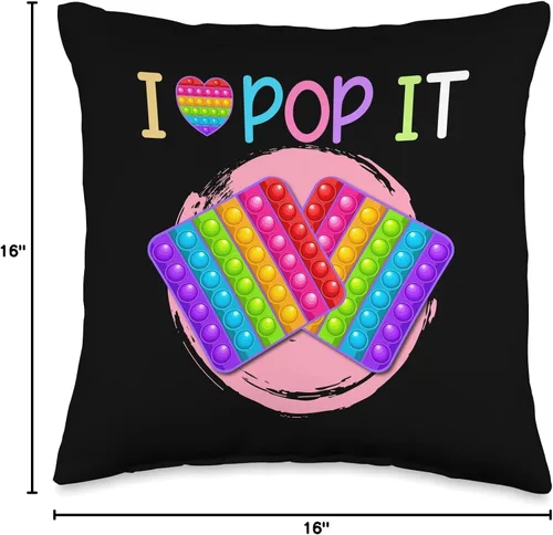 Vista 4 de Kids And Children I Love Popit, Niño, Jugar, Juguetes Pop It Almohada de 16 x 16, Multicolor