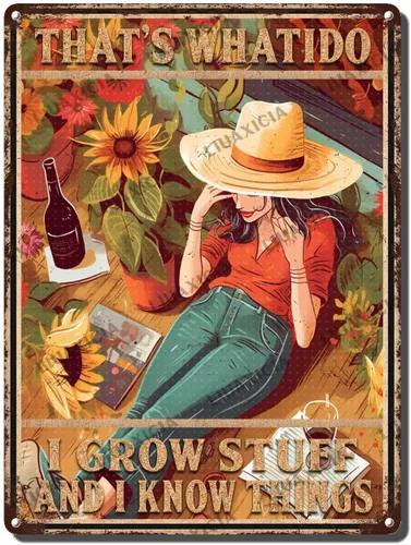 Vista 19 de LIUAXICIA Letreros de estaño vintage de metal retro Una chica que realmente amaba la jardinería Elegantes letreros de metal de estaño para cocina