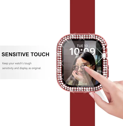 Vista 123 de Surace Bling - Carcasa con protector de pantalla para Apple Watch Series 3, 2, 1 de 1.496 pulgadas
