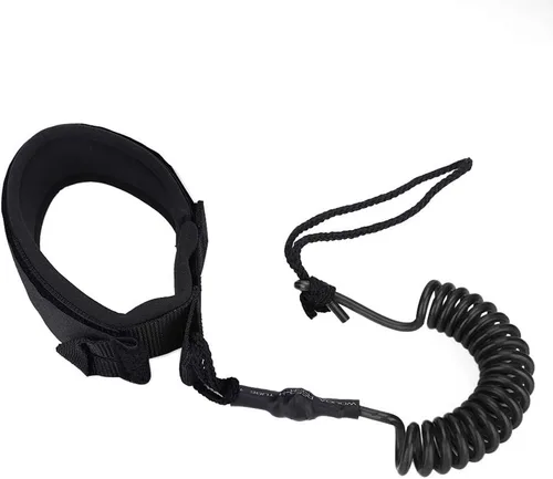 Vista 3 de Surfing Leg Leash,Stand Up Paddle Board Coiled Spring Leg Foot Rope Surfing Leash for Surfboard (black)