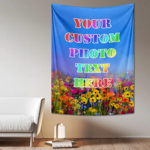 Vista 14 de Tapiz personalizado para cargar imágenes con fotos y textos, tapiz personalizado para colgar en la pared, manta de telón de fondo para decoración