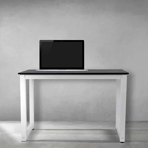 Vista 2 de G-PLUS Escritorio para computadora, mesa de trabajo resistente para oficina en casa, mesa de estudio de juegos simple de estilo moderno en blanco