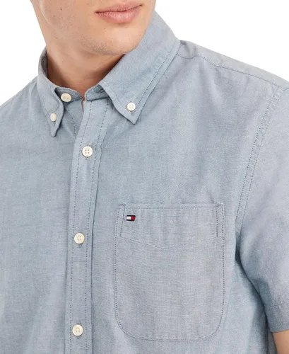 Vista 3 de Tommy Hilfiger Men's Short Sleeve Casual Button Down Shirt in Custom Fit