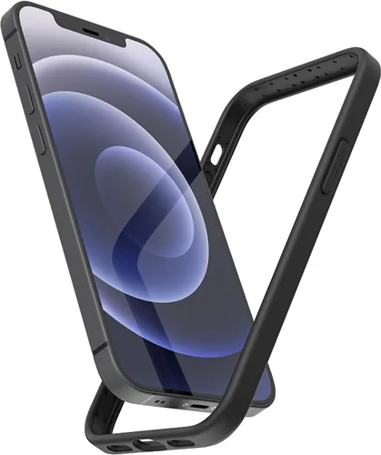 Vista 9 de Funda de silicona líquida para iPhone 12/12 Pro de 6.1 pulgadas, color negro [Absorción de golpes] [Protección de borde elevado]