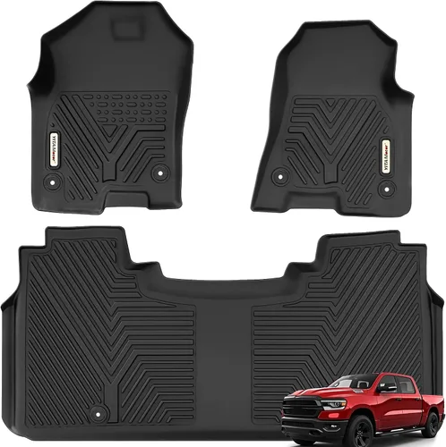 Vista 13 de YITAMOTOR Alfombrillas de Piso Compatibles con Dodge Ram 1500/2500/3500 Crew Cab 2013-2018, Ram 1500 Classic Crew Cab 2019-2024, 1ª y 2ª Fila