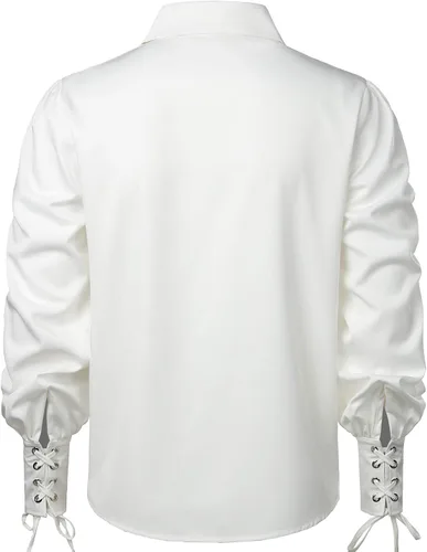 Vista 4 de VATPAVE Camisas renacentistas para hombre, camisetas góticas de pirata para cosplay