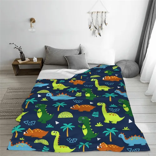 Vista 4 de Manta de dinosaurio de dibujos animados, manta de dinosaurio suave y cálida para niños y niñas, manta de franela de regalo para Navidad, cumpleaños