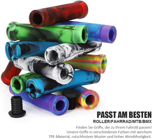 Vista 4 de Empuñaduras para patinete - Empuñaduras mixtas de color para manillar de MTB y BMX Empuñaduras suaves de 145 mm para patinete de maniobras