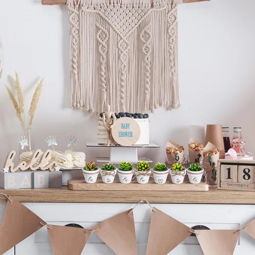Vista 5 de MTLEE Maceta de velas de cactus, 18 velas de cera de parafina para suculentas con mini macetas de arcilla de terracota blanca, para recuerdos