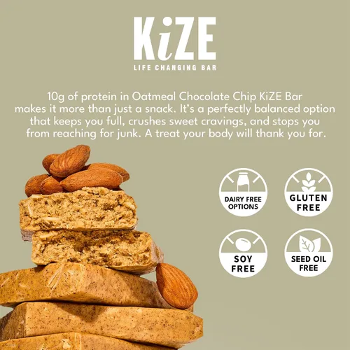 Vista 6 de KiZE Energy Bars - Barras energéticas de reemplazo de comidas con alto contenido de proteínas, a base de mantequilla de almendras, sin gluten, sin