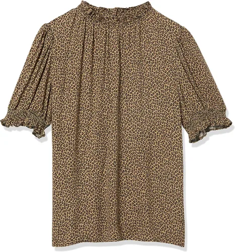 Vista 5 de Tienda Essentials Camisa de sarga fluida para mujer con detalle de bata de manga corta