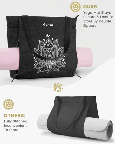 Vista 2 de Gonex Bolsa para Esterilla de Yoga, Bolsa Grande con Múltiples Bolsillos para Mujeres y Hombres, Portador de Esterilla de Lona, Cremallera Completa
