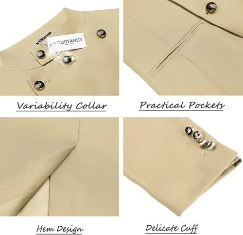Vista 5 de Coofandy bléiser informal de corte entallado con botonadura doble para hombre