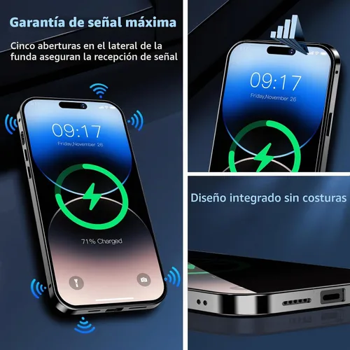 Vista 6 de Funda magnética de privacidad para iPhone 12 Pro Max con anillo de metal CD y cierre desplegable automático [compatible con MagSafe]