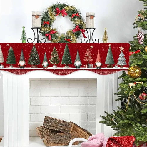 Vista 5 de Bufanda para repisa de chimenea de Navidad 178 x 43 cm, cubierta decorativa para bufanda de repisa de chimenea, decoración para la parte superior