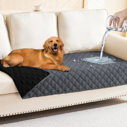 Vista 129 de Smiry Funda Impermeable para Cama de Perro Manta para Mascotas, Manta Suave y Lavable para Perros para Muebles Cama Sofá Sofá Reversible, a Cuadros