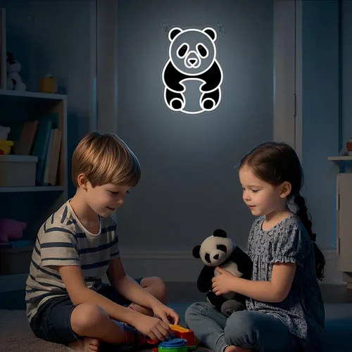 Vista 7 de YuanDian Letrero de neón de panda, luces de neón de animales para dormitorio, sala de estar, decoración de pared, regalos de fiesta de cumpleaños