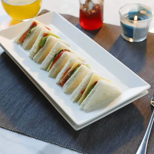 Vista 3 de Sweese Bandeja de porcelana rectangular de 12 pulgadas para sushi, carne, postres, pasteles, plato blanco para servir restaurante, banquete, fiesta