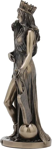 Vista 6 de Diseño Veronese Estatua de Tyche de 28,6 cm de la diosa griega de la fortuna y la prosperidad, resina de bronce fundido en frío, decoración