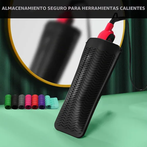 Vista 5 de ZAXOP - Funda de silicona resistente para plancha, rizador, herramientas calientes para el cabello (negro)