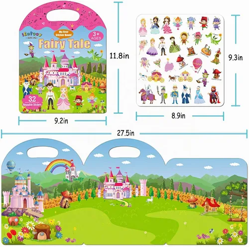 Vista 9 de iGetooy Libros de calcomanías reutilizables para niños pequeños de 1 a 3 años, calcomanías para niños de 2 a 4 años, calcomanías de princesa Cuento
