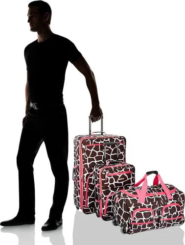 Vista 6 de Rockland Vara Softside - Juego de equipaje vertical de 3 piezas, Rosado Giraffe, Vara Softside Juego de equipaje vertical de 3 piezas