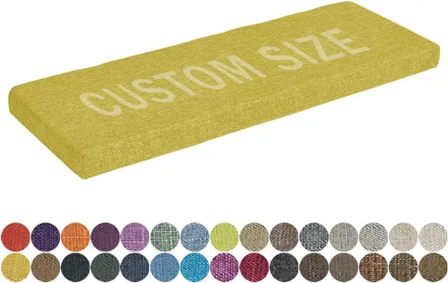 Vista 37 de Cojín de banco de tamaño personalizado, 30 colores, cojín de asiento de ventana panorámica, espuma gruesa de tapicería de 1.18 pulgadas, 1.97
