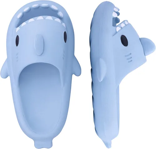 Vista 4 de ZICKYO Sandalias unisex con diseño de tiburón para mujer hombre diseño de tiburón de dibujos animados esponjosas informales para playa piscina ducha
