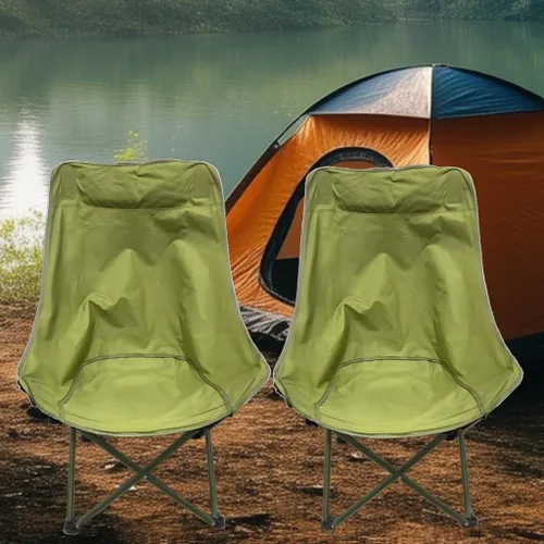 Vista 2 de Sillas de camping con respaldo alto, portátil, grande, resistente, plegable, con bolsillo de almacenamiento lateral, con cabeza acolchada, soporta