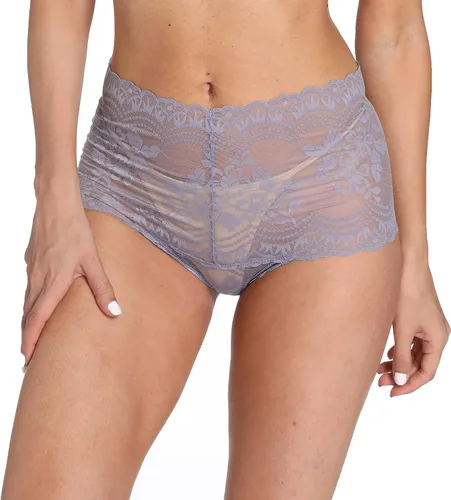 Vista 2 de Paquete de 6 tangas de encaje de cintura alta para mujer, ropa interior de algodón de talla grande, estilo retro, control de abdomen, tangas