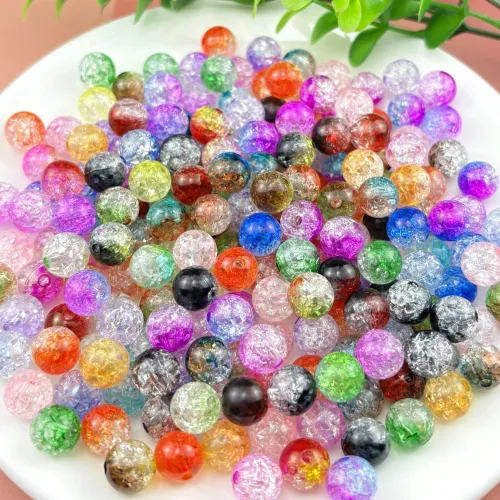 Vista 2 de Jmassyang 100 cuentas acrílicas de 0.472 in de cristal redondas de plástico espaciador para decoración de bricolaje, collares, pulseras, aretes
