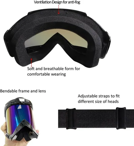Vista 2 de Gafas de Motocross – Gafas MX para ATV, Motocicleta, Snowboard, Dirtbike y Deportes de Motor – Antiniebla, UV400, Antiarañazos, A Prueba de Polvo