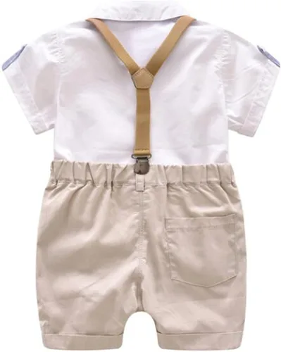 Vista 2 de Toddler Baby Boys Gentleman Outfits Short Sleeve T-ShirtBib PantsBow Tie 3Pcs