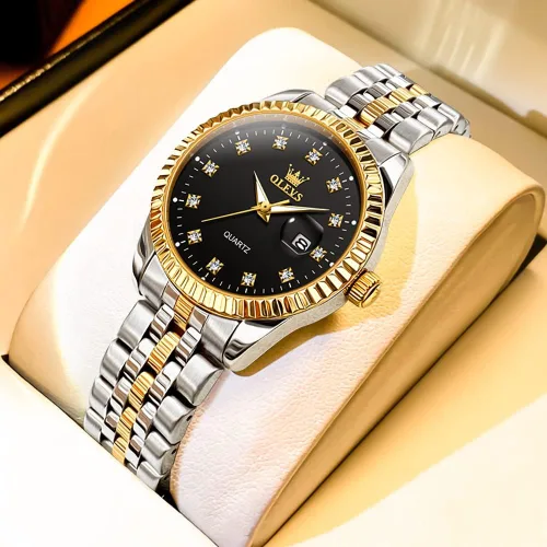 Vista 8 de OLEVS Relojes para mujer con diamantes de lujo para mujer, relojes analógicos de cuarzo resistente al agua, fecha de día, reloj de pulsera de acero