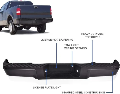 Vista 2 de PIT66 Conjunto de Cobertura de Parachoques Trasero de Acero, Compatible con Ford F150 2009-2014 9L3Z17906A-PFM, 9L3Z17906A, 9L3Z17B807A