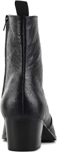 Vista 4 de Chelsea Botas de cuero para hombre, botas de tobillo para motocicleta, zapatos de tacón casual
