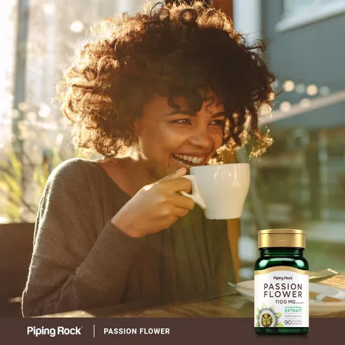 Vista 6 de Passion Flower 1100 mg 90 cápsulas de liberación rápida Sin OMG, sin gluten Por Piping Rock Sin OMG, sin gluten