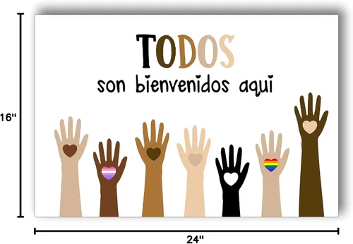 Vista 4 de Jinniee Póster Diversidad Arte Español Todos Son Bienvenidos Decoración de Aula 16x24 Pulgadas
