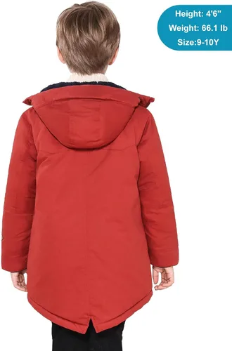 Vista 2 de SOLOCOTE Abrigo de invierno para niños, chaqueta cálida con capucha y forro de sherpa, resistente al agua