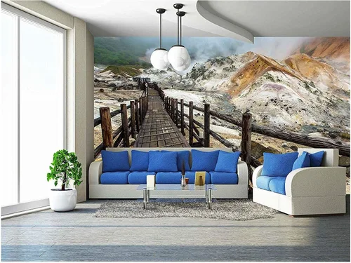 Vista 15 de wall26 Adhesivo mural removible para pared, vista aérea, bosque verde, montaña, lago, naturaleza, desierto, fotografía, realismo, paisaje rústico