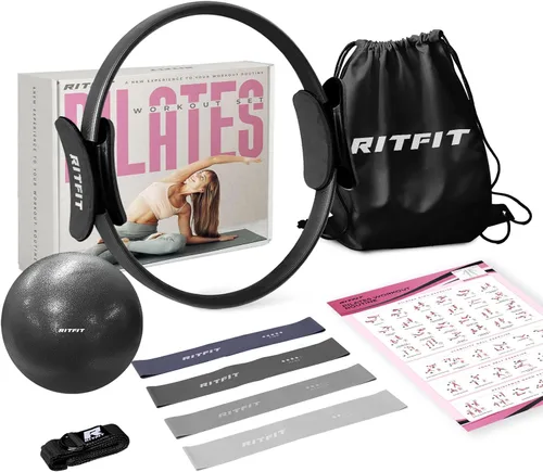 Vista 8 de RitFit Anillo circular de pilates – Círculo mágico de fitness de 14 pulgadas para tonificar muslos interiores y exteriores, guía de entrenamiento