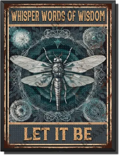 Vista 28 de LIUAXICIA Letreros divertidos de metal con texto en inglés «Into The Forest I go to Lose My Mind and Free My Soul Dragonfly», decoración de pared