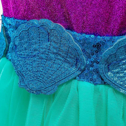 Vista 5 de Dressy Daisy Disfraz de sirena de princesa para niñas pequeñas, Halloween, fiesta de cumpleaños