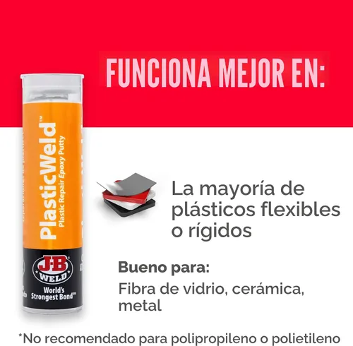 Vista 5 de J-B Weld PlasticWeld, masilla epoxi reparadora de plástico, 2 onzas, 2 onza, Blancuzco