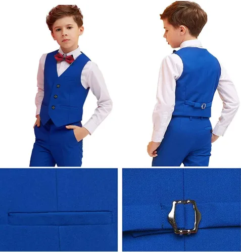 Vista 4 de Trajes de 5 piezas para niños, conjunto formal de portador de anillo de boda