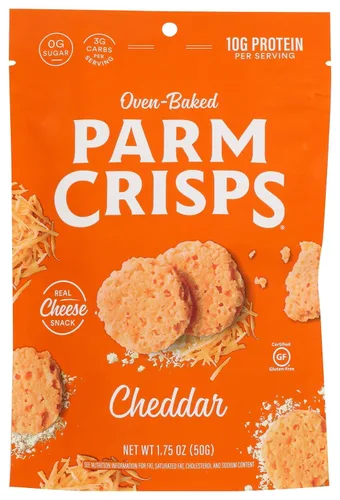 Vista 4 de ParmCrisps - Patatas fritas de queso cheddar, hechas simplemente con queso 100% real Snacks keto saludables, bajos en carbohidratos, altos