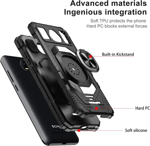 Vista 3 de Funda compatible con Schok Volt SV55, con protector de pantalla de vidrio templado, tecnología de protección resistente, soporte integrado