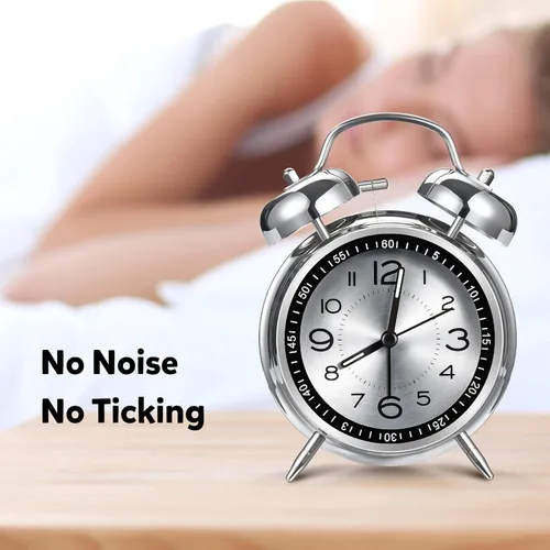 Vista 7 de Cadmos Reloj despertador con alarma fuerte para personas que duermen profundamente, diseño retro de 10 cm, silencioso, sin tic-tac, de cuarzo