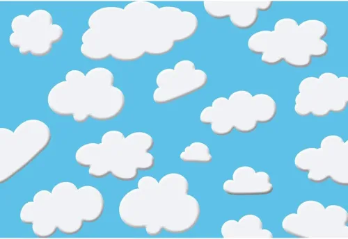 Vista 7 de Laeacco Fondo de dibujos animados de 7 x 5 pies, cielo azul, nubes blancas, fondo de fotografía para fiesta temática de cumpleaños, baby shower